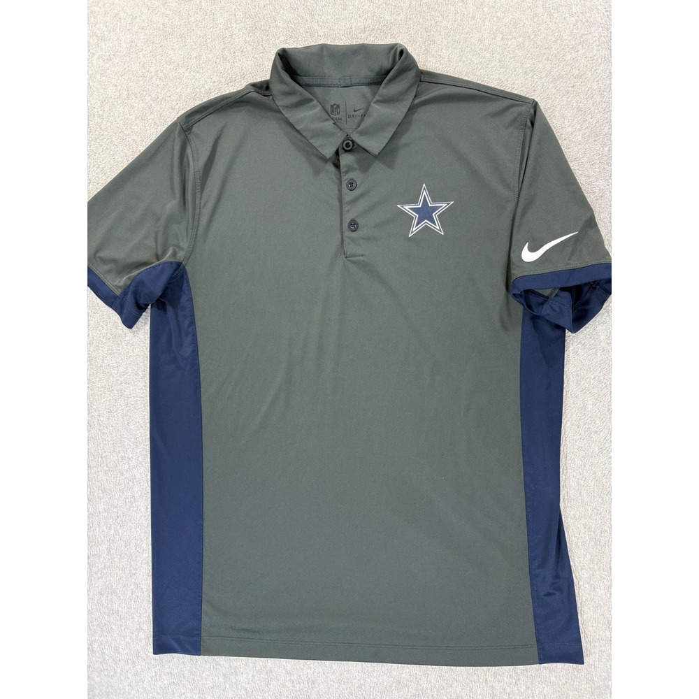Dallas Cowboys Nike Dri Fit Screened Stadium Polo Shirt (Men's Large) Gray